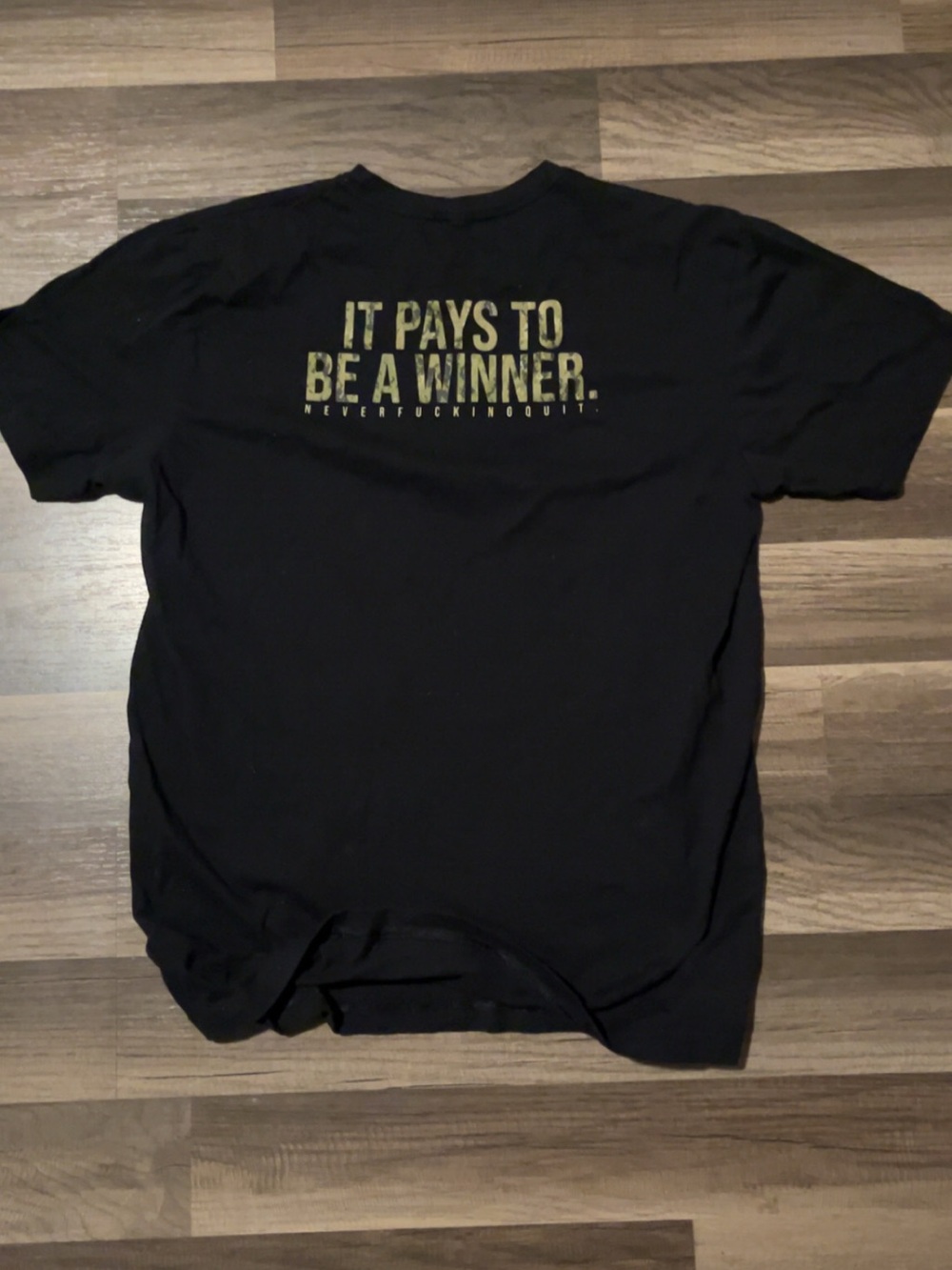 NFQ Mens Medium Black “It Pays To Be A Winner” Camo Military Tactical T Shirt - Picture 2 of 3